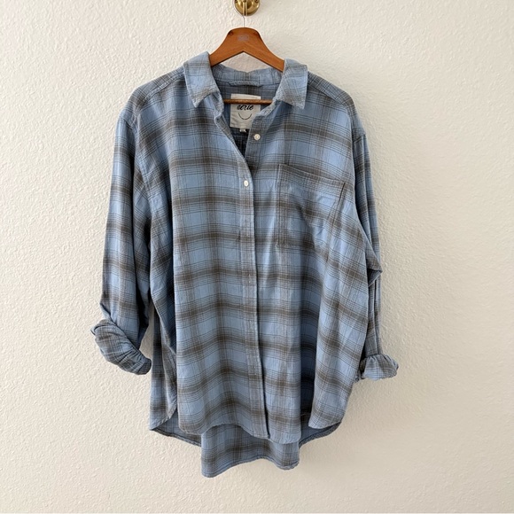 Arie Anytime Fave Flannel Plaid Button-Down Shirt - Picture 2 of 6